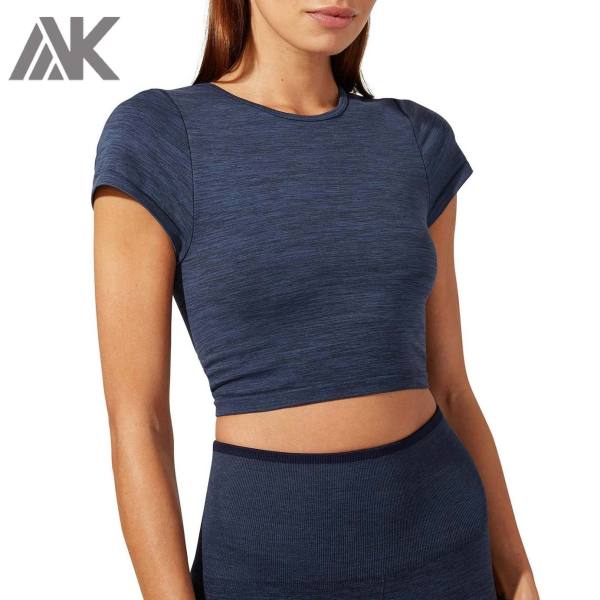 Wholesale Bulk Women's Short Sleeve Crew Neck Cropped Fitted T Shirt -Aktik