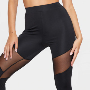 Leggings sportivi a vita alta sexy in rete nera con vestibilità asciutta personalizzata per le donne-Aktik