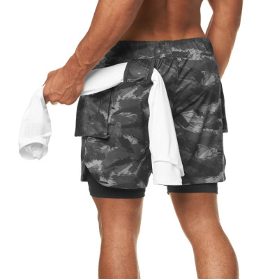 Custom Athletic Shorts Camo Print Best Mens Running Shorts with Pocket-Aktik
