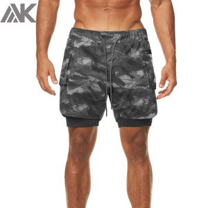 Custom Athletic Shorts Camo Print Beste Herren Laufshorts mit Pocket-Aktik