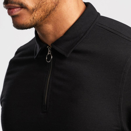 Benutzerdefinierte Langarm-T-Shirt mit Reißverschluss Slim Fit Polo-T-Shirts für Herren-Aktik