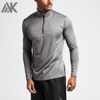 Wholesale Fitness Active Shirt Long Sleeve 1/4 Zip Mens Custom T Shirts-Aktik