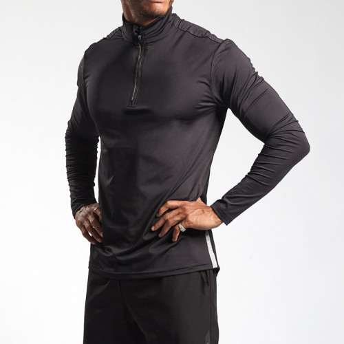 All'ingrosso Fitness Active Shirt manica lunga 1/4 Zip Mens Custom T-Shirts-Aktik