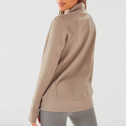 Maßgeschneiderte Damen dicke Baumwolle High Neck Long Sweatshirts mit Pocket-Aktik