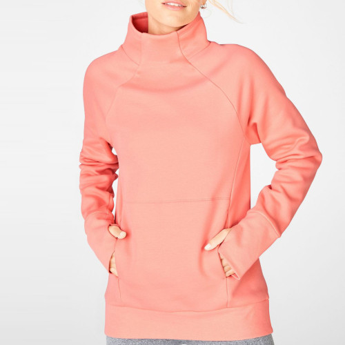 Maßgeschneiderte Damen dicke Baumwolle High Neck Long Sweatshirts mit Pocket-Aktik