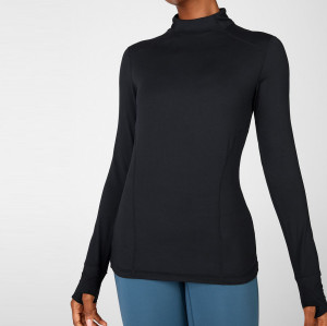 Custom Womens High Neck Plain Sweatshirts mit Daumenlöchern und Reißverschlusstasche-Aktik