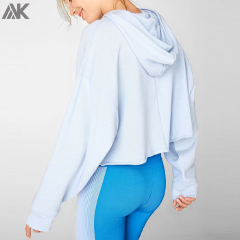 Custom Oversized Cotton Hooded Plus Size Women's Cropped Sweatshirt-Aktik