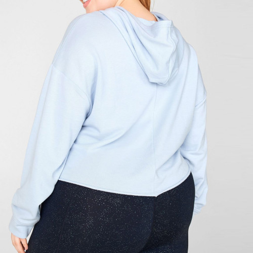 Felpa tagliata oversize in cotone con cappuccio Plus Size personalizzata da donna-Aktik