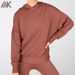 Sweat à capuche oversize en coton uni en gros de marque privée pour femmes-Aktik