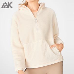 Pullover oversize personalizzato da donna con cappuccio in pile con zip e tasche con zip-Aktik