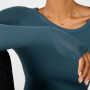 T-shirt personnalisé Design ras du cou côtelé Slim Fit T-shirts à manches longues Femmes-Aktik