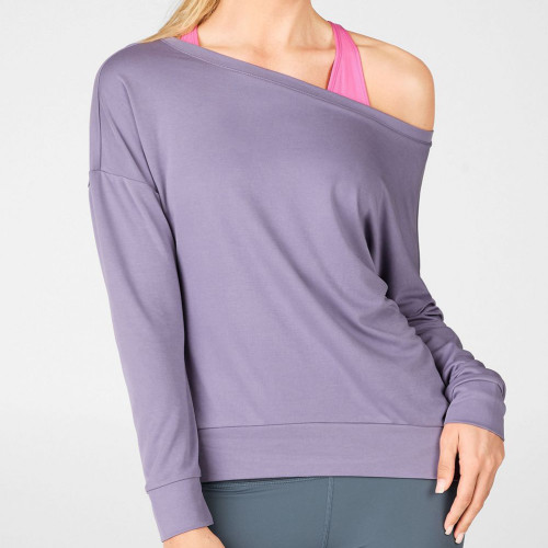 Passen Sie Ihr eigenes Baumwoll-Oversize-Frauen schulterfreies Sweatshirt-Aktik an