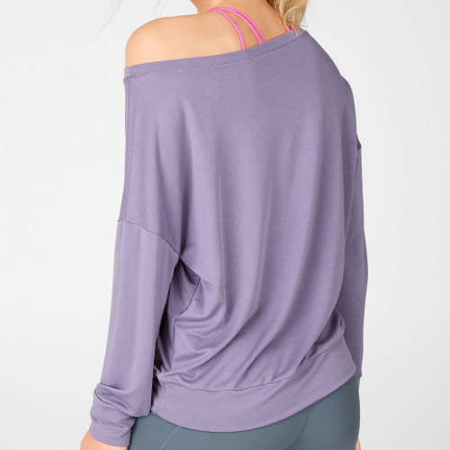 Passen Sie Ihr eigenes Baumwoll-Oversize-Frauen schulterfreies Sweatshirt-Aktik an
