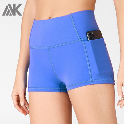 Custom Women's Active Shorts Mid Rise Hot Yoga Shorts Women with Pockets-Aktik