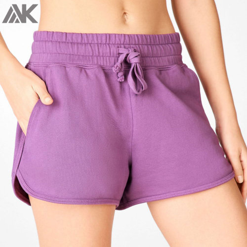 Wholesale Cotton French Terry Plus Size Athletic Sweat Shorts Women-Aktik