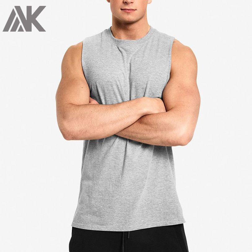 Private Label Wholesale Cotton Crew Neck Sleeveless Mens Muscle Tank TopsAktik Mens Tank Tops