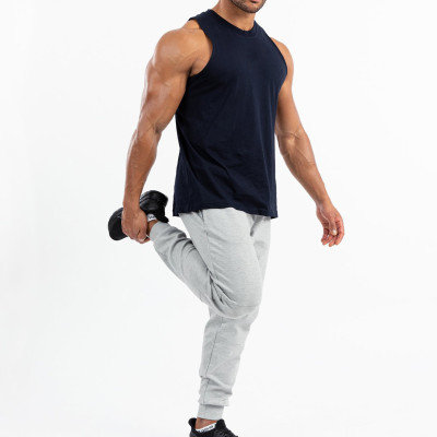 Custom Cotton Crew Neck Plain Muscle Lifting Tank Tops Printing for Men-Aktik