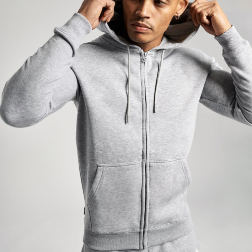 Wholesale Jackets and Hoodies Cotton Fleece Grey Mens Zip Up Hoodies-Aktik