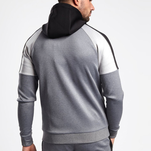 Custom Full Zip Fitted Workout Jacket Zip Hoodie Mens with Zip Pockets-Aktik