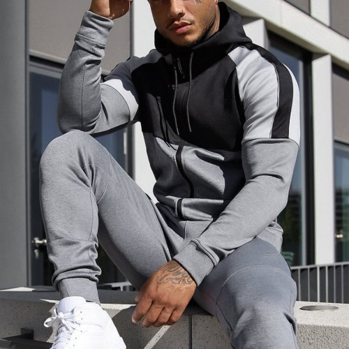 Custom Full Zip Fitted Workout Jacket Zip Hoodie Mens with Zip Pockets-Aktik