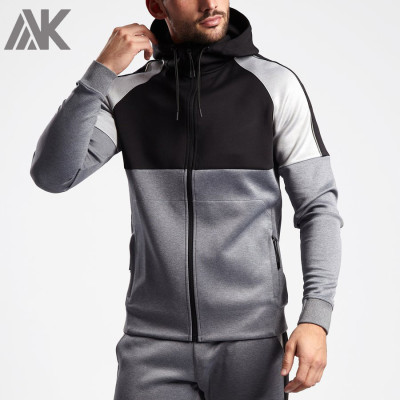 Custom Full Zip Fitted Workout Jacket Zip Hoodie Mens with Zip Pockets-Aktik