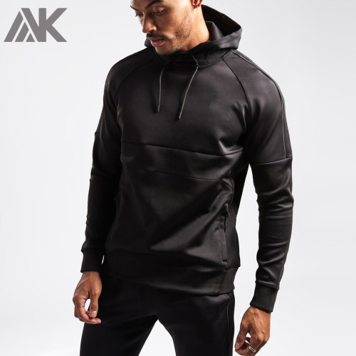 Custom Bulk Hoodies Fitted Pullover Plain Black Gym Hoodies for Men-Aktik