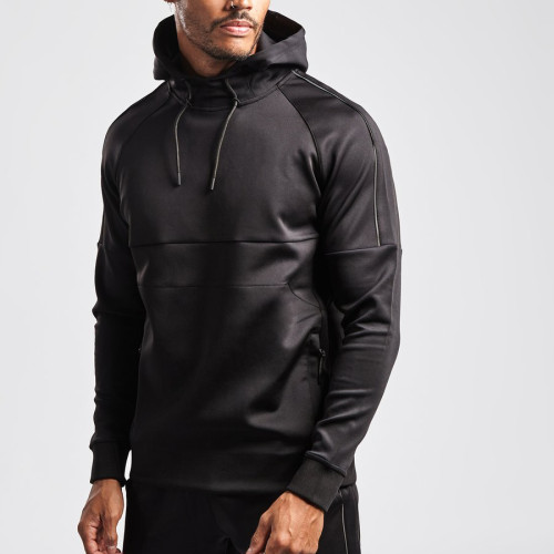 Custom Bulk Hoodies Fitted Pullover Plain Black Gym Hoodies for Men-Aktik