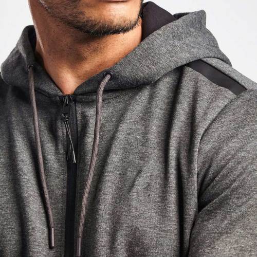 Custom Full Zip Hoodie Cotton Fleece Gym Jacket for Men with Zip Pockets-Aktik