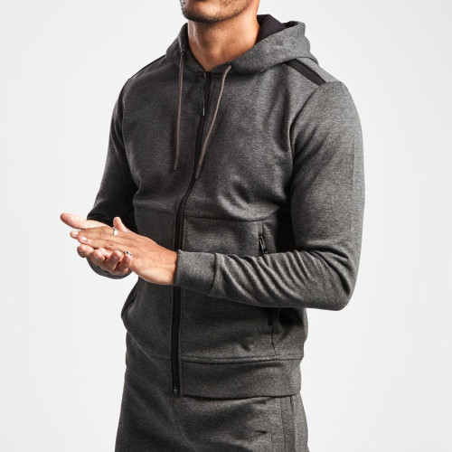 Custom Full Zip Hoodie Cotton Fleece Gym Jacket for Men with Zip Pockets-Aktik