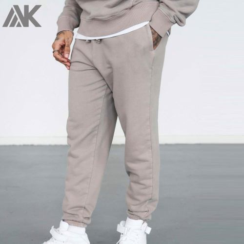 Private Label Wholesale Track Pants Mens Loose Fit Cotton Sweatpants-Aktik