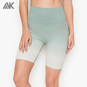 Custom Seamless Activewear Womens Compression Ribbed Seamless Biker Shorts-Aktik