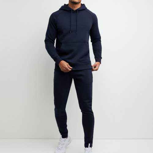 Custom Fitted Cotton Fleece Mens Sweat Suits Wholesale with Pockets-Aktik