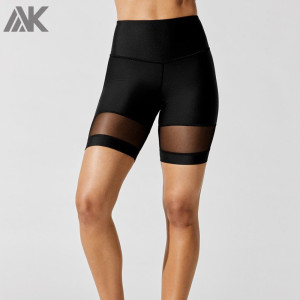 Custom High Waisted Womens Biker Shorts Wholesale Gym Shorts with Mesh-Aktik