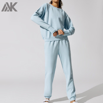 Custom Cotton Bulk Jogging Suits Women Pullover Sweatsuit Set Wholesale-Aktik