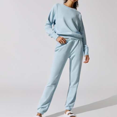 Custom Cotton Bulk Jogging Suits Women Pullover Sweatsuit Set Wholesale-Aktik