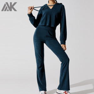 Custom Sweat Suits Cotton Pullover Women Velour Tracksuit Wholesale-Aktik