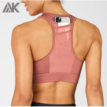 Custom Design Sports Bras with Pocket Binding Medium Support Yoga Bra-Aktik