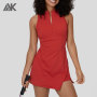 Custom Sleeveless Zipper Split Side Pocket 2-Piece Mini Tennis Outfit For Women-Aktik