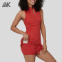 Custom Sleeveless Zipper Split Side Pocket 2-Piece Mini Tennis Outfit For Women-Aktik