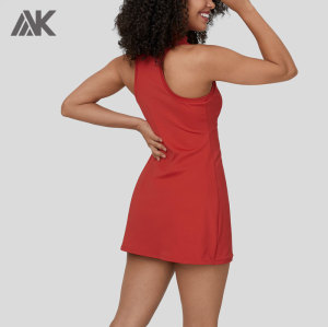 Custom Sleeveless Zipper Split Side Pocket 2-Piece Mini Tennis Outfit For Women-Aktik
