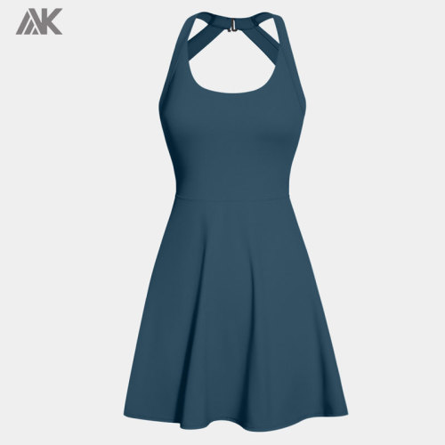 Custom Backless Cut Out Twisted Flare Dance Active Tennis Dresses For Women-Aktik