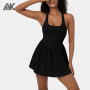 Custom Square Neck Backless Cut Out  Best Tennis Dresses With Shorts For Women-Aktik