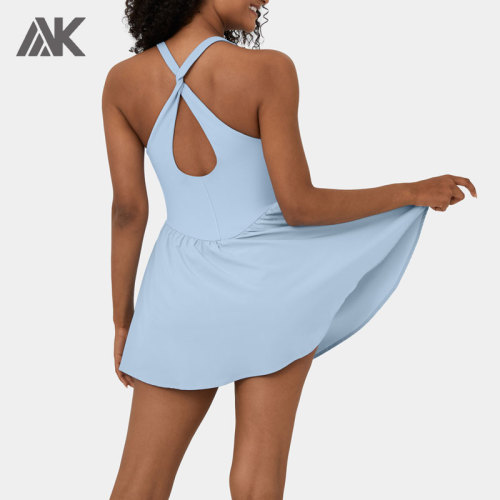 Custom Square Neck Backless Cut Out  Best Tennis Dresses With Shorts For Women-Aktik