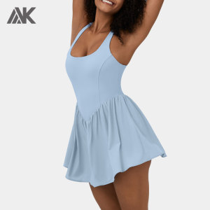 Custom Square Neck Backless Cut Out  Best Tennis Dresses With Shorts For Women-Aktik