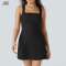Custom Square Neck Sleeveless  Sports Gym Tennis Outfits Quick Dry Mini Tennis Active Dress For Women-Aktik