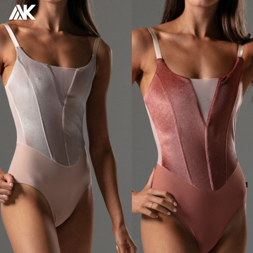 Custom color blocking and Velvet Dance Leotards For Women-Aktik