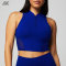 Custom Half-Zip Gym Women's Crop Tank Top With Built In Bra-Aktik