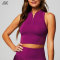 Custom Half-Zip Gym Women's Crop Tank Top With Built In Bra-Aktik