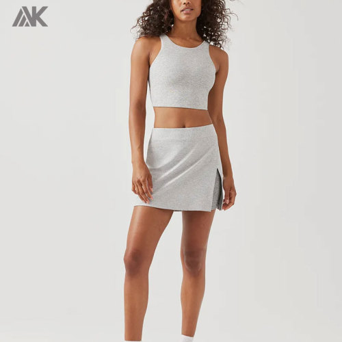 Custom Split Women's Compression Sports Tennis Skirt Built-in Shorts-Aktik