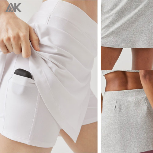 Custom Split Women's Compression Sports Tennis Skirt Built-in Shorts-Aktik